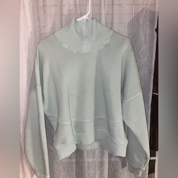 COPY - OUTDOOR VOICES Nimbus Quarter Zip Cotton Sweatshirt - Picture 4 of 7